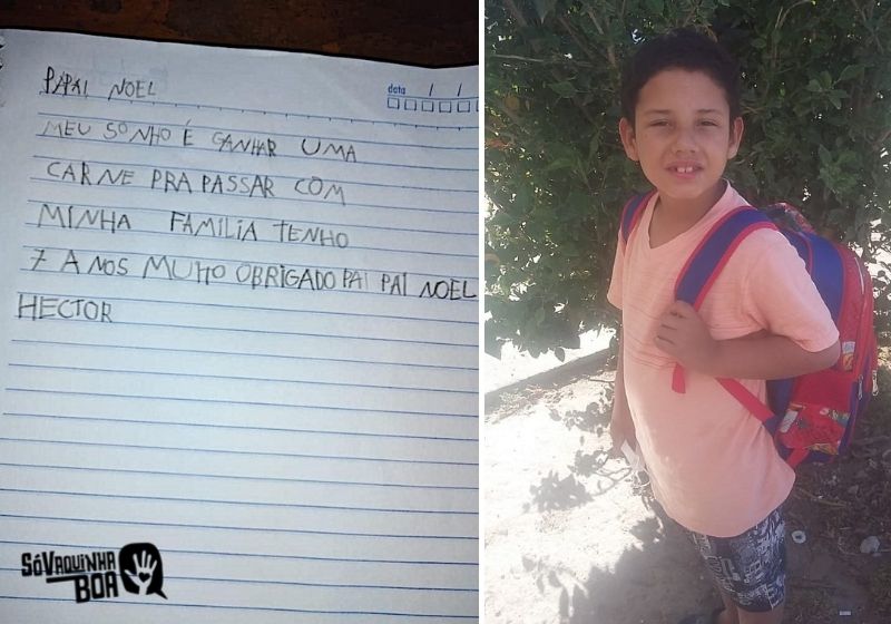 Menino pede carne ao Papai Noel