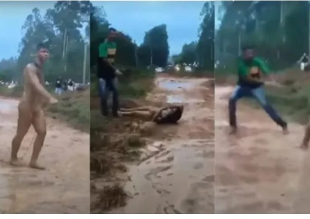 Sádico, o acusado arrasta vítima pela lama com corda laçada ao seu pescoço