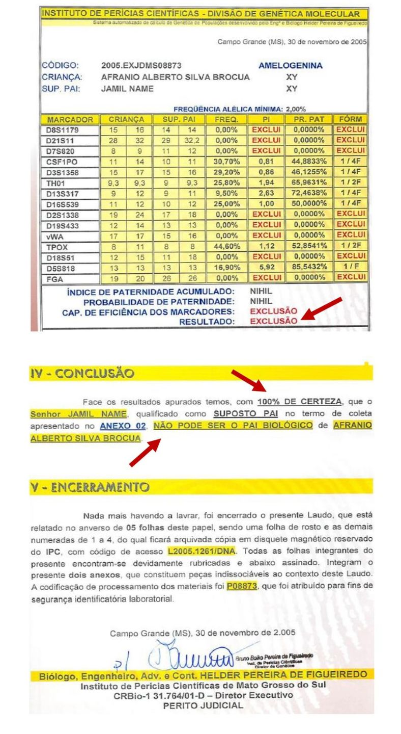 O advogado João Paulo Salles Delmondes apresentou exame de DNA de 2005