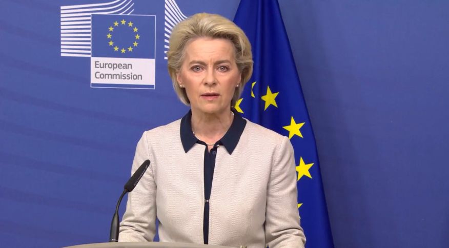 Ursula von der Leyen em pronunciamento nesta quinta-feira (24)