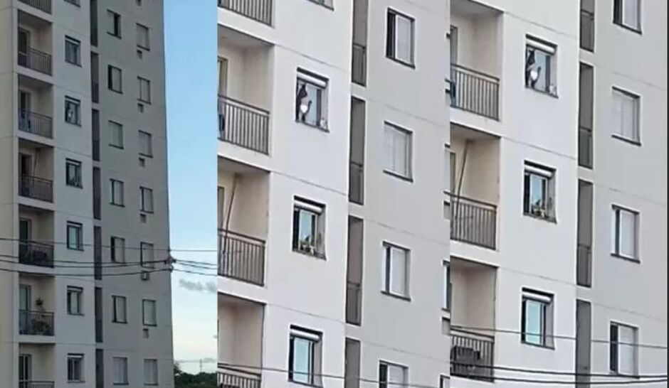 Menino ficou pendurado na janela do sexto andar