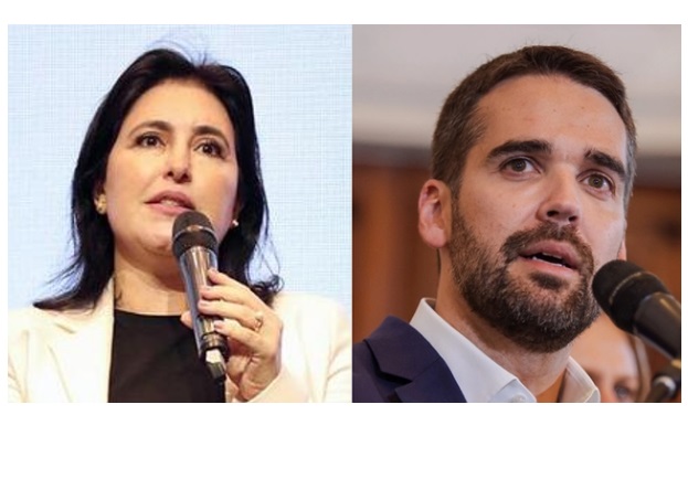 Pré-candidata Simone Tebet e ex-governador Eduardo Leite
