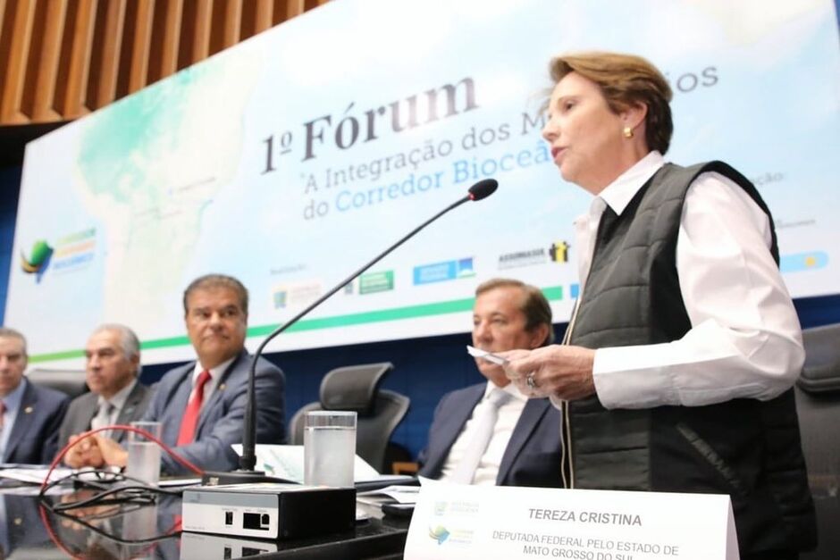 A deputada federal Tereza Cristina (PP) esteve presente no evento, com o ministro do Governo, Carlos França