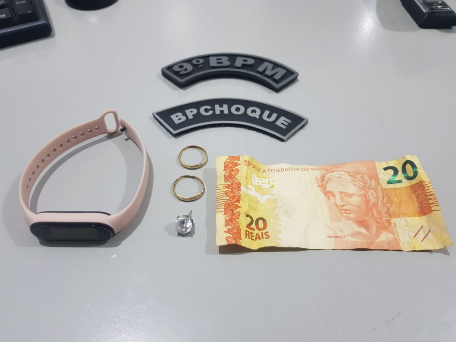Objetos que foram recuperados pela polícia