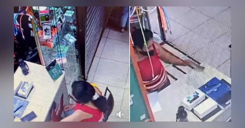 Câmaras de segurança flagraram a ação da mulher