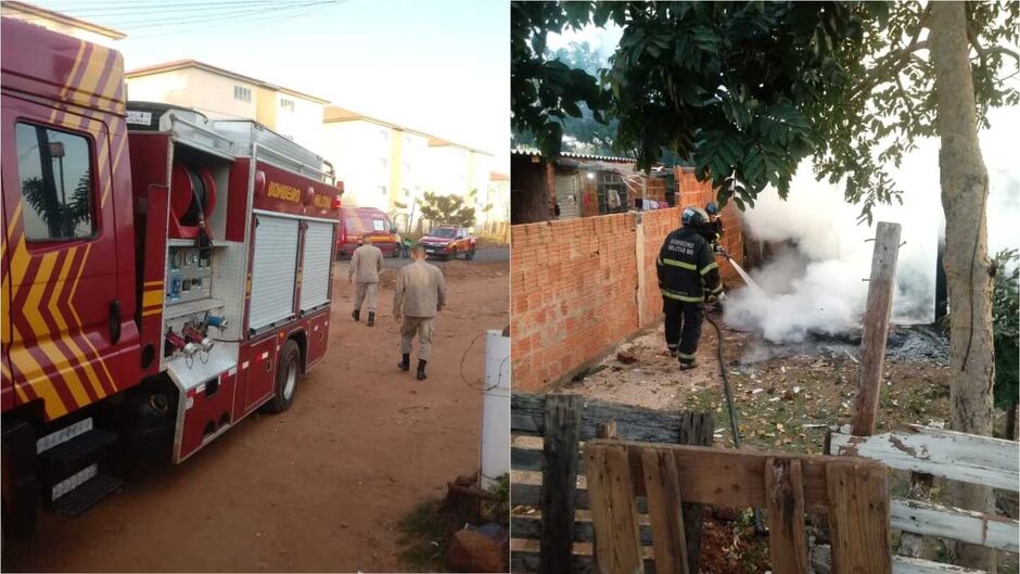 Fogo destruiu barraco em poucos minutos