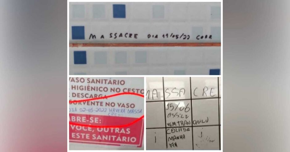 Ameças são escritas em paredes do banheiro das escolas ou em bilhetes