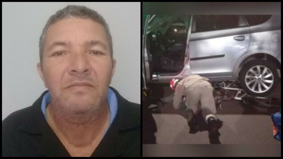 Ciclista ficou preso embaixo de carro 
