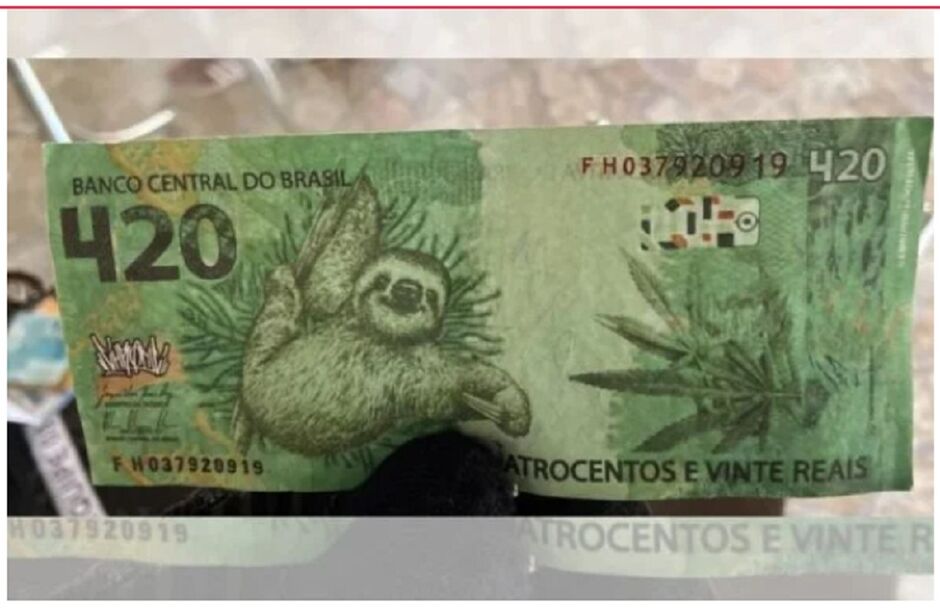 Nota com maconha ilustrada foi apreendida