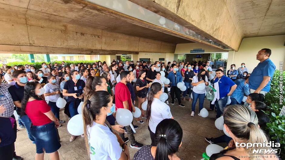 Enfermeiros em manifestação por reajuste na Santa Casa