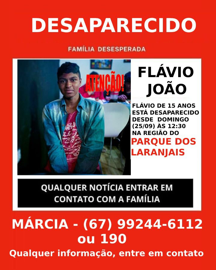 Família procura jovem desaparecido