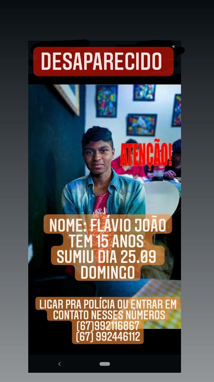 Família procura jovem desaparecido