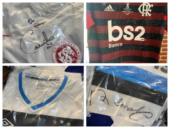 Camisetas autografadas são prêmios de rifa