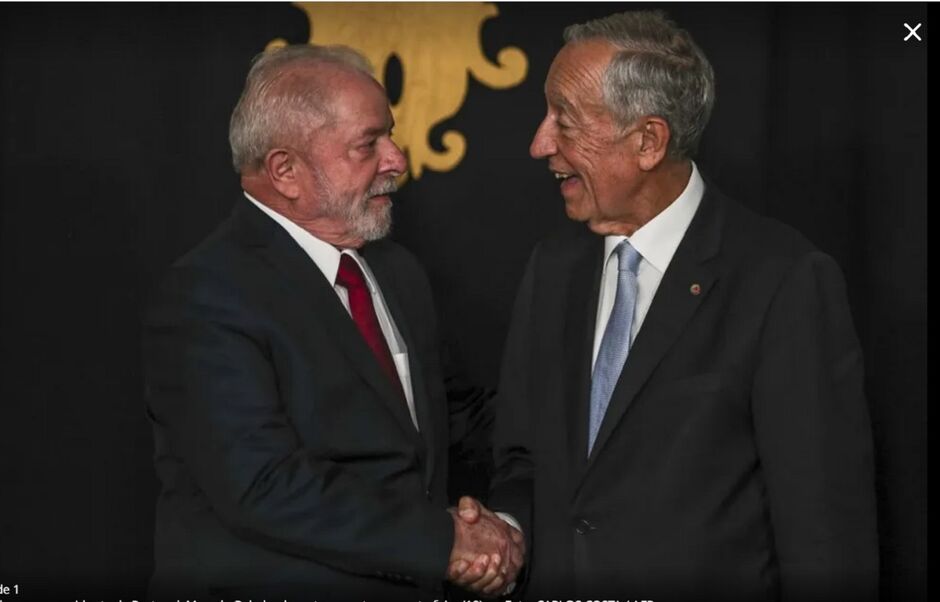 Lula com o presidente de Portugal, Marcelo Rebelo.