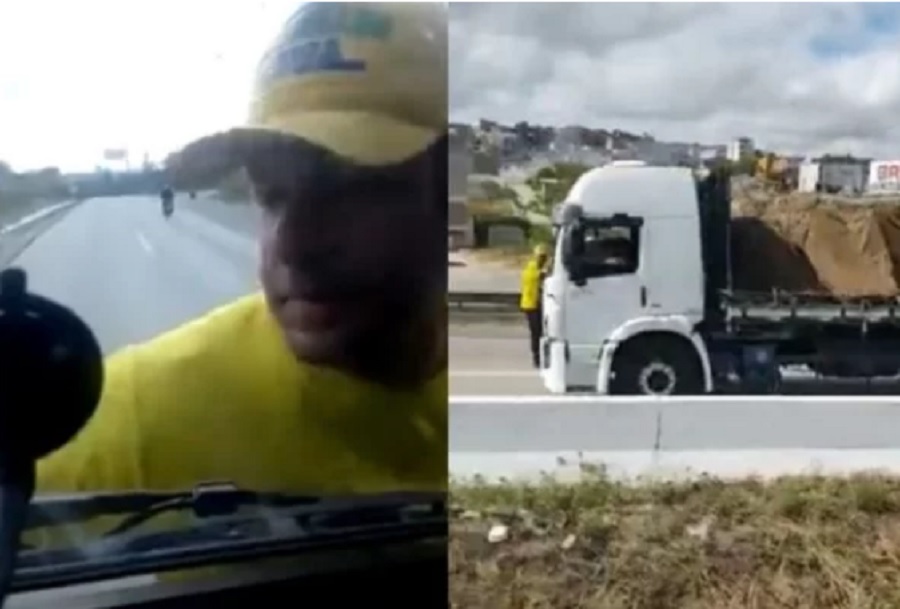 Bolsonarista ficou pendurado na cabine