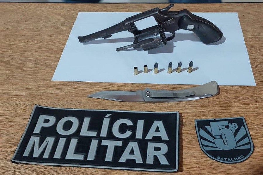 Arma apreendida na ocorrência