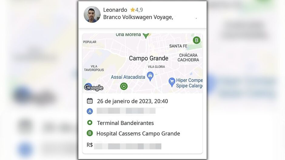 Motorista de aplicativo recebeu outros elogios pelo seu serviço