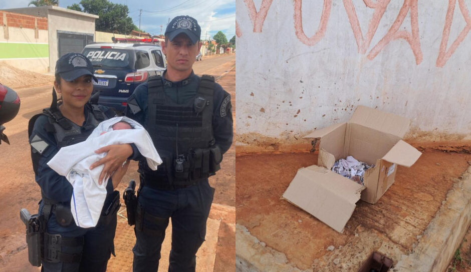 Policiais também auxiliaram no resgate do recém-nascido