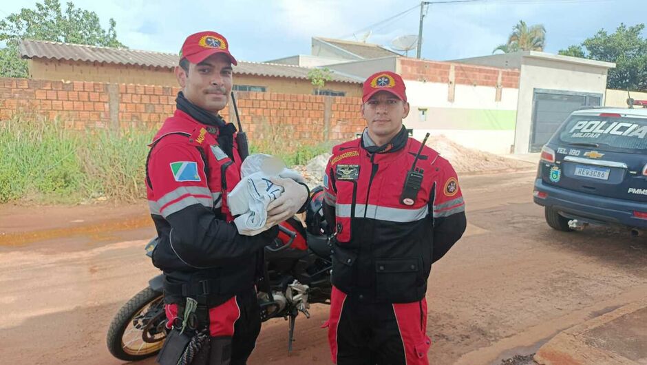 Motossocorristas fizeram o primeiro atendimento ao recém-nascido