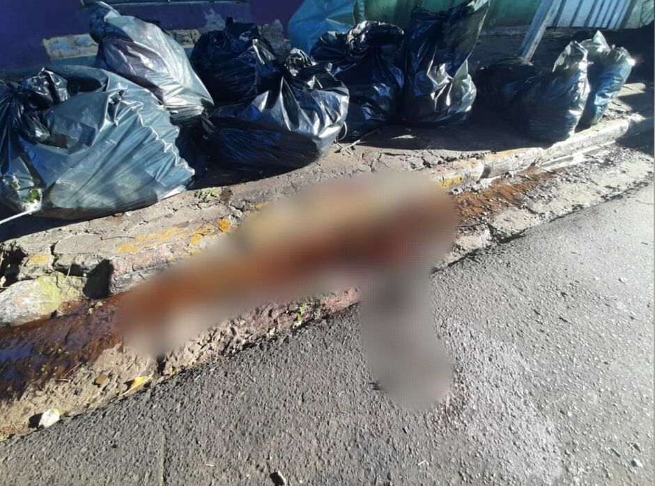 Sangue ainda era visto no dia seguinte do crime