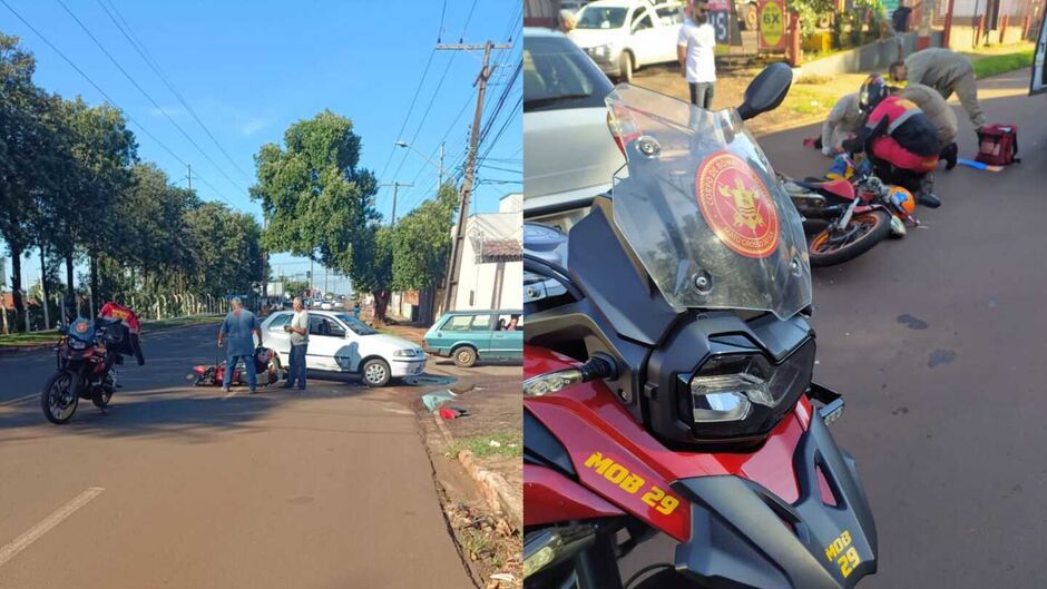Motociclista atinfgiu a traseira do Fiat Palio