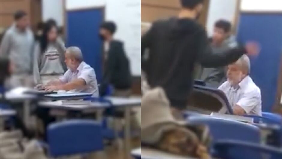 Aluno mostra total desrespeito e desdém pelo professor
