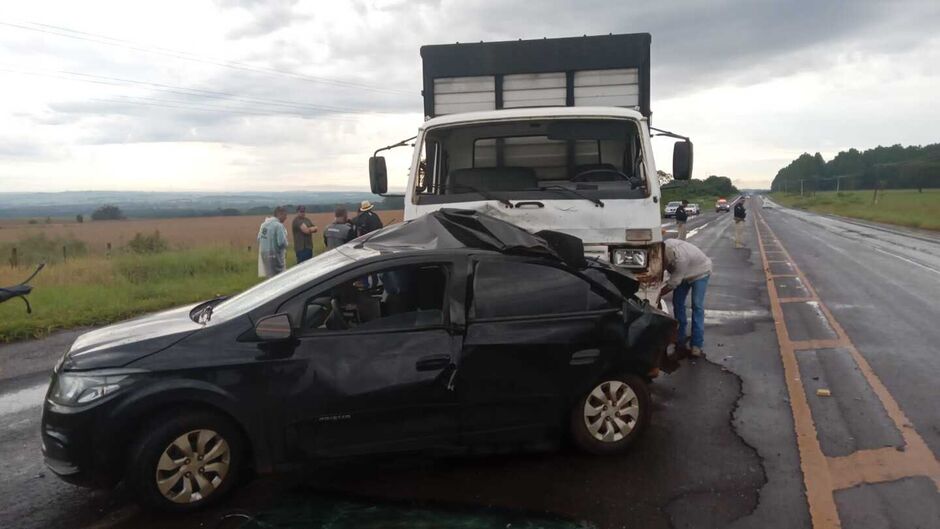 O caminhão carrega gado