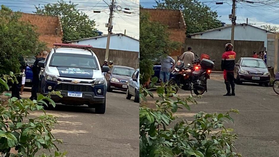 Movimentação policial e do Corpo de Bombeiros na região do baleado