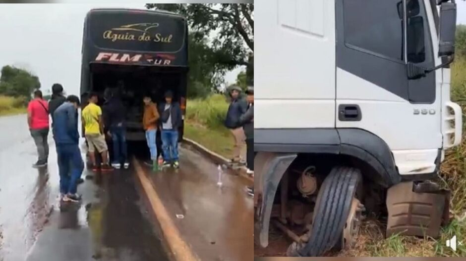 Batida envolveu três veículos pesados 