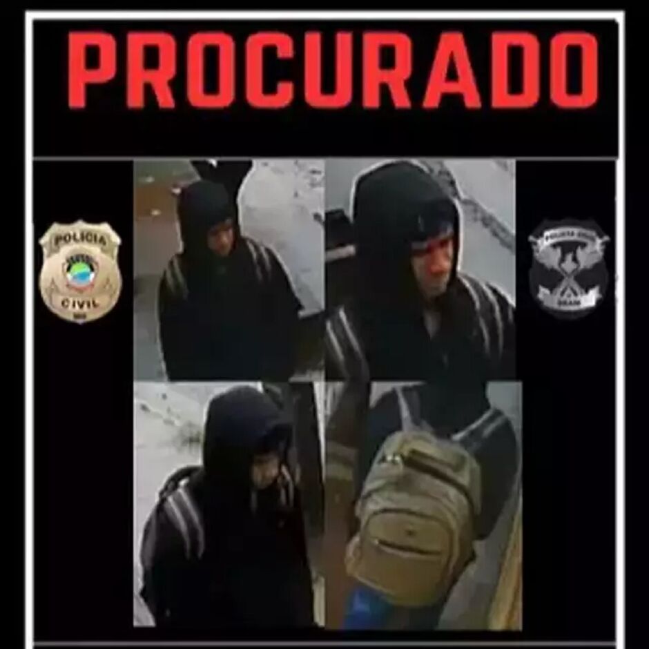 Polícia divulgou imagens do suspeito