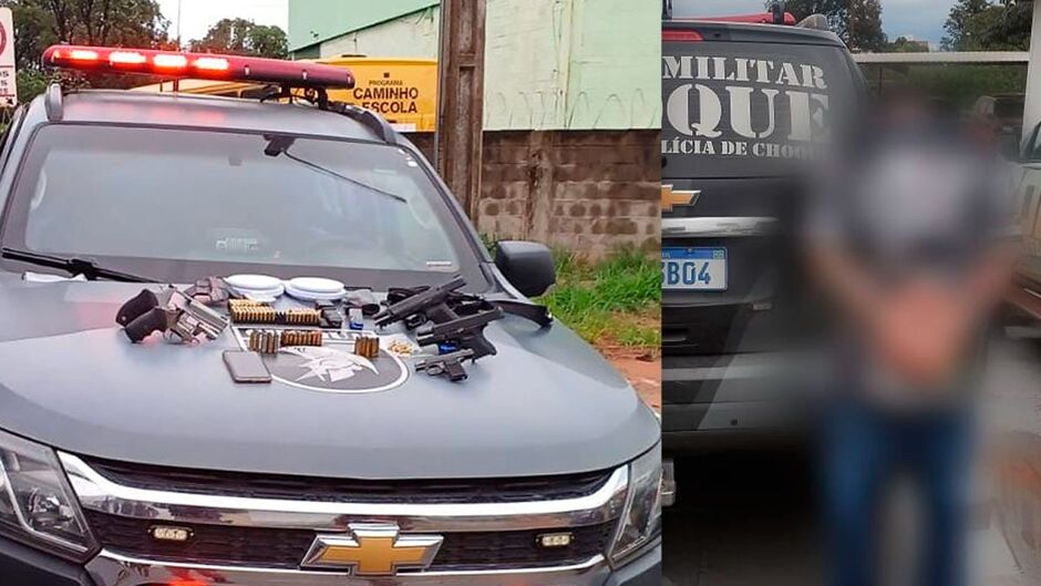 Foram encontradas cinco armas com o rapaz