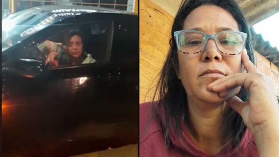 No carro Tânia bêbada tentando justificar o acidente, ao lado Gilmara que não resistiu