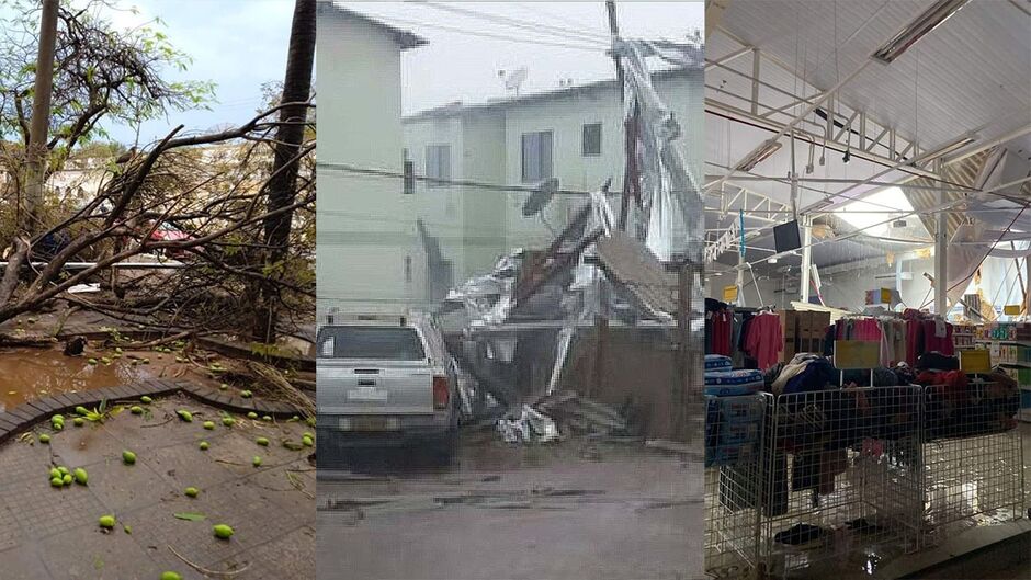 Casas destelhadas, árvores caídas e um cenário devastador em Corumbá