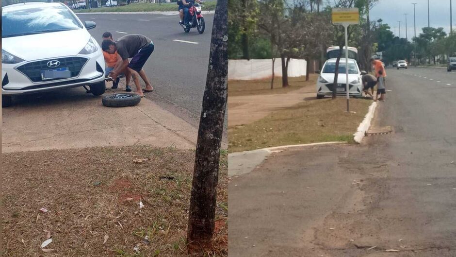 Casal viu o rapaz precisando de ajuda e retornou para dar força