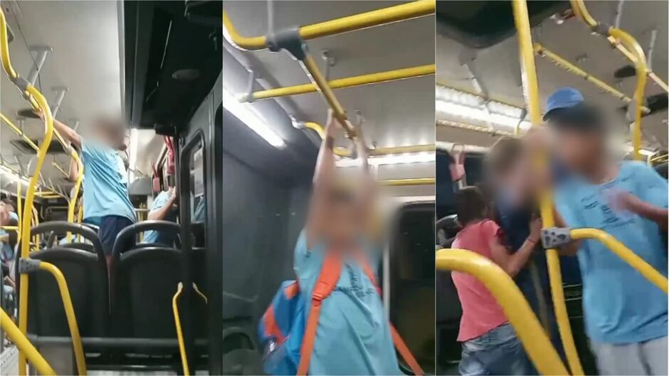 Crianças promovem bagunça em ônibus da Capital