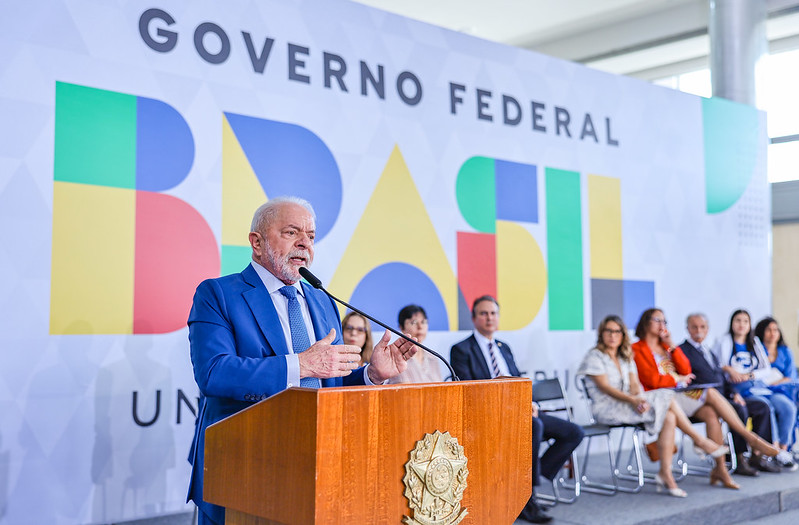 Presidente da República, Luiz Inácio Lula da Silva, durante cerimônia de anúncio dos novos valores e da expansão das bolsas CAPES, CNPq e do Programa de Bolsa Permanência (MEC).