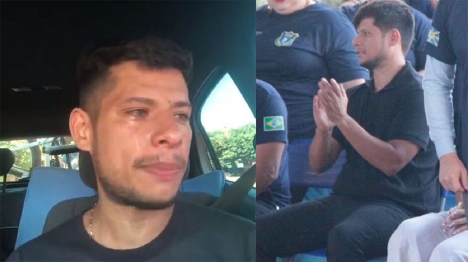 Tiago chorou durante evento em escola da prefeitura 