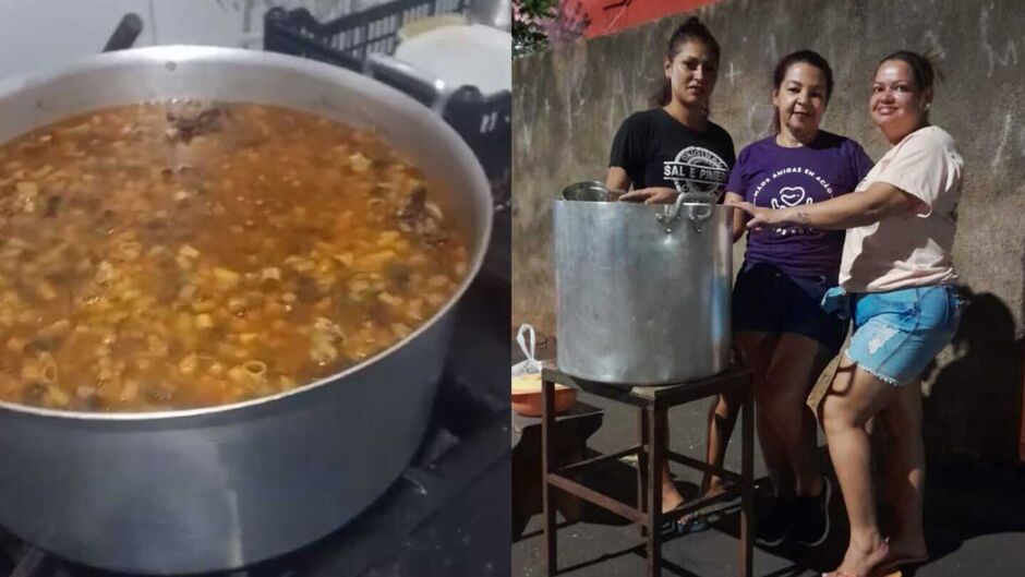União entre amigos garante sopão para mais de 400 famílias nas Moreninhas, em Campo Grande 
