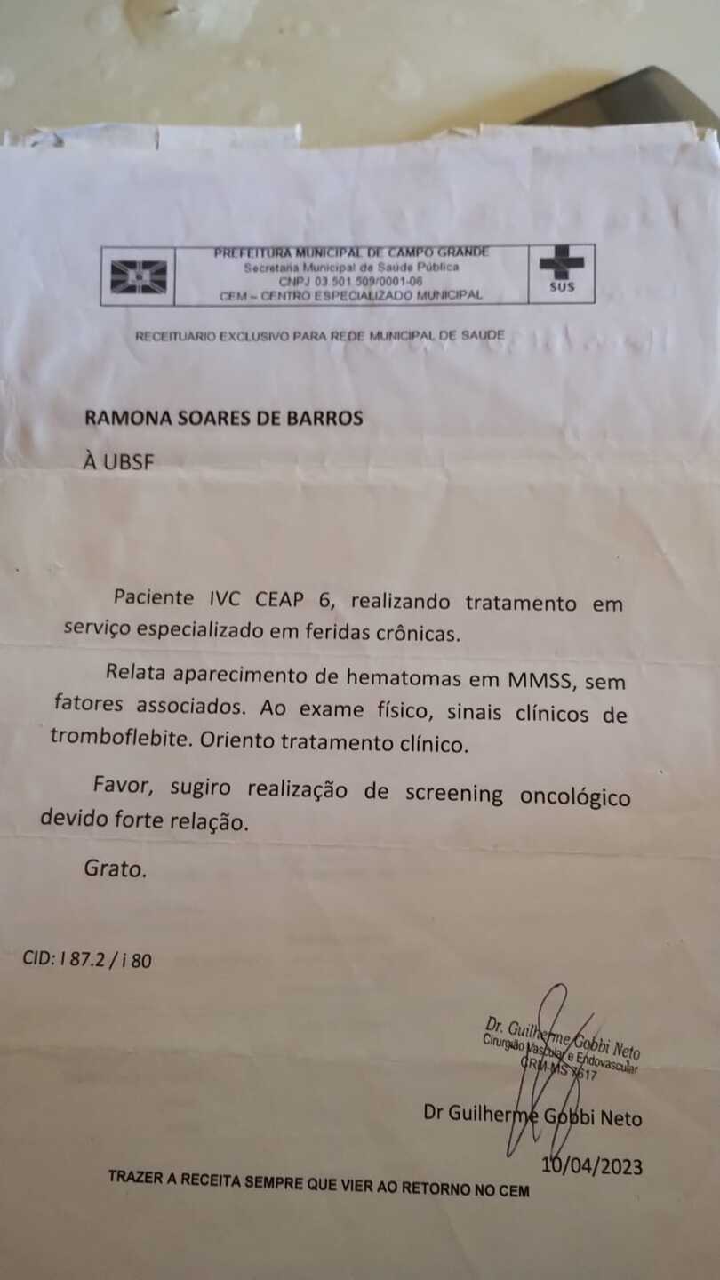  Segundo ela, são noites sem dormir e de choro devido às dores causadas pela úlcer