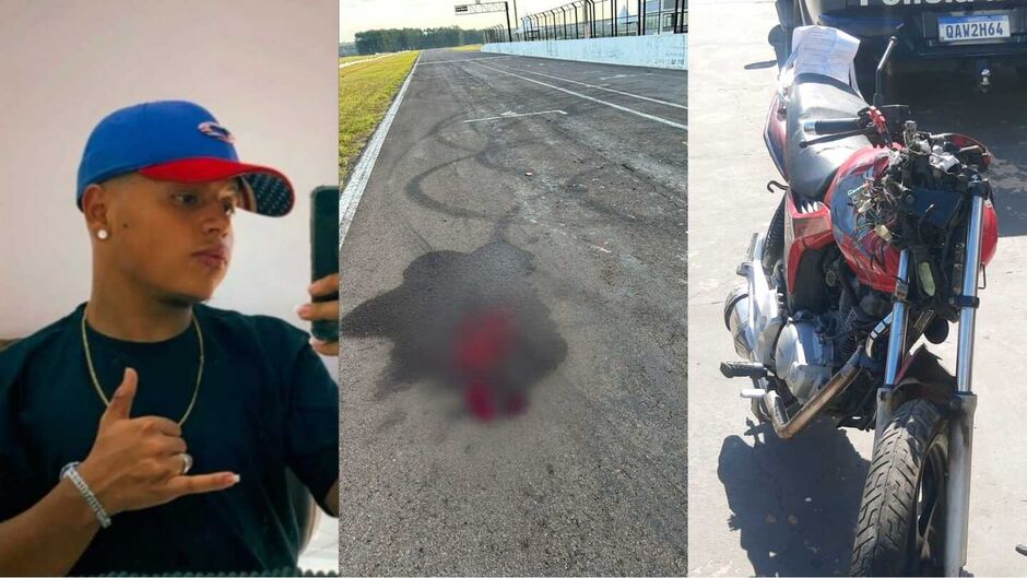 Nicholas morreu no acidente e a moto ficou bem destruída