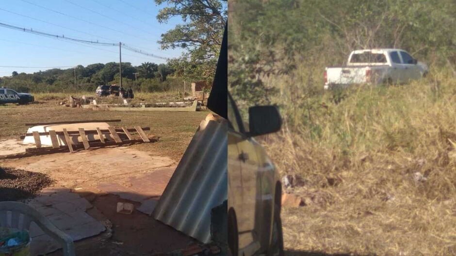 Caminhonete foi abandonada após a perseguição