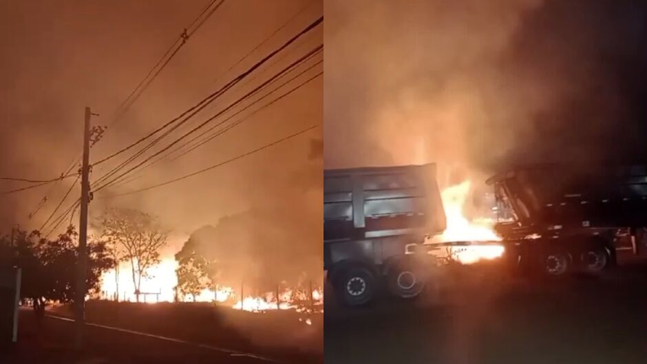 Fogo se espalhou rapidamente, quase atingiu casas e uma carreta carregada de combustível