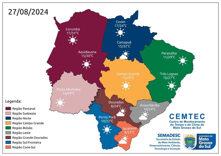 As temperaturas permanecem em gradativa elevação