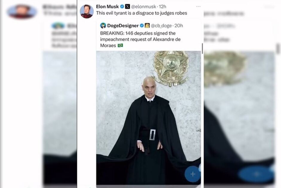 Publicação no perfil oficial de Elon Musk