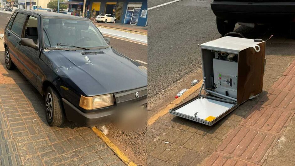 Veículo foi atingido por uma peça que se desprendeu de um poste 