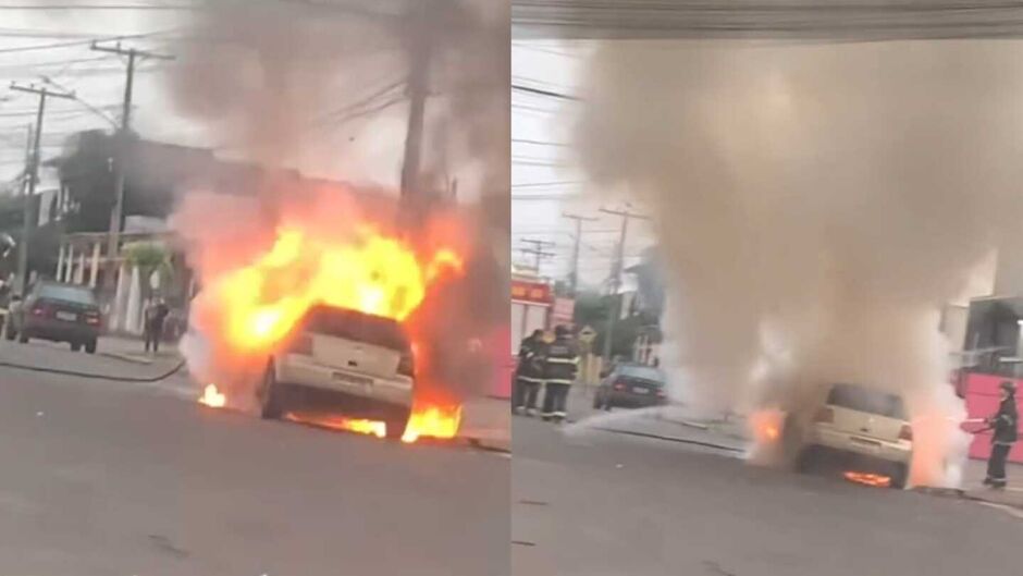 Uma viatura do Corpo de Bombeiros foi acionado e esteve no local para o controle das chamas