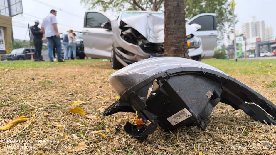 O carro dela chegou a subir o canteiro central e bater contra uma árvore