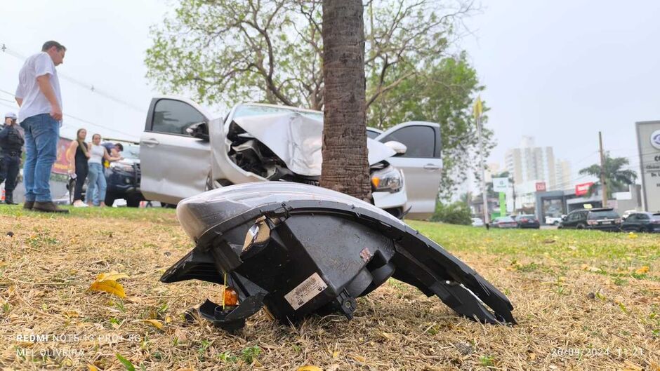 O carro dela chegou a subir o canteiro central e bater contra uma árvore