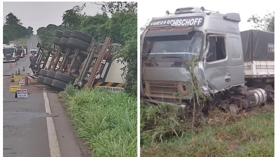 Uma das corretas tombou na pista após a colisão