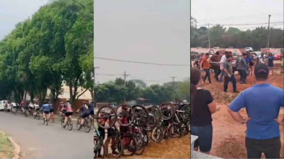 Amigos prestaram últimas homenagens ao ciclista morto em acidente